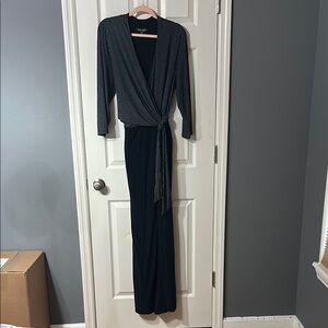 Lauren Ralph Lauren Navy Blue and White Polka Dot Jumpsuit